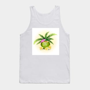 Hello Summer Holiday illustration with cocktail and tropical flowers Tank Top